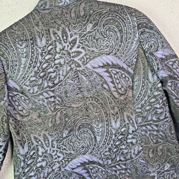 Coldwater Creek Black Purple Tapestry Jacquard Open Blazer Jacket M - Picture 8 of 13